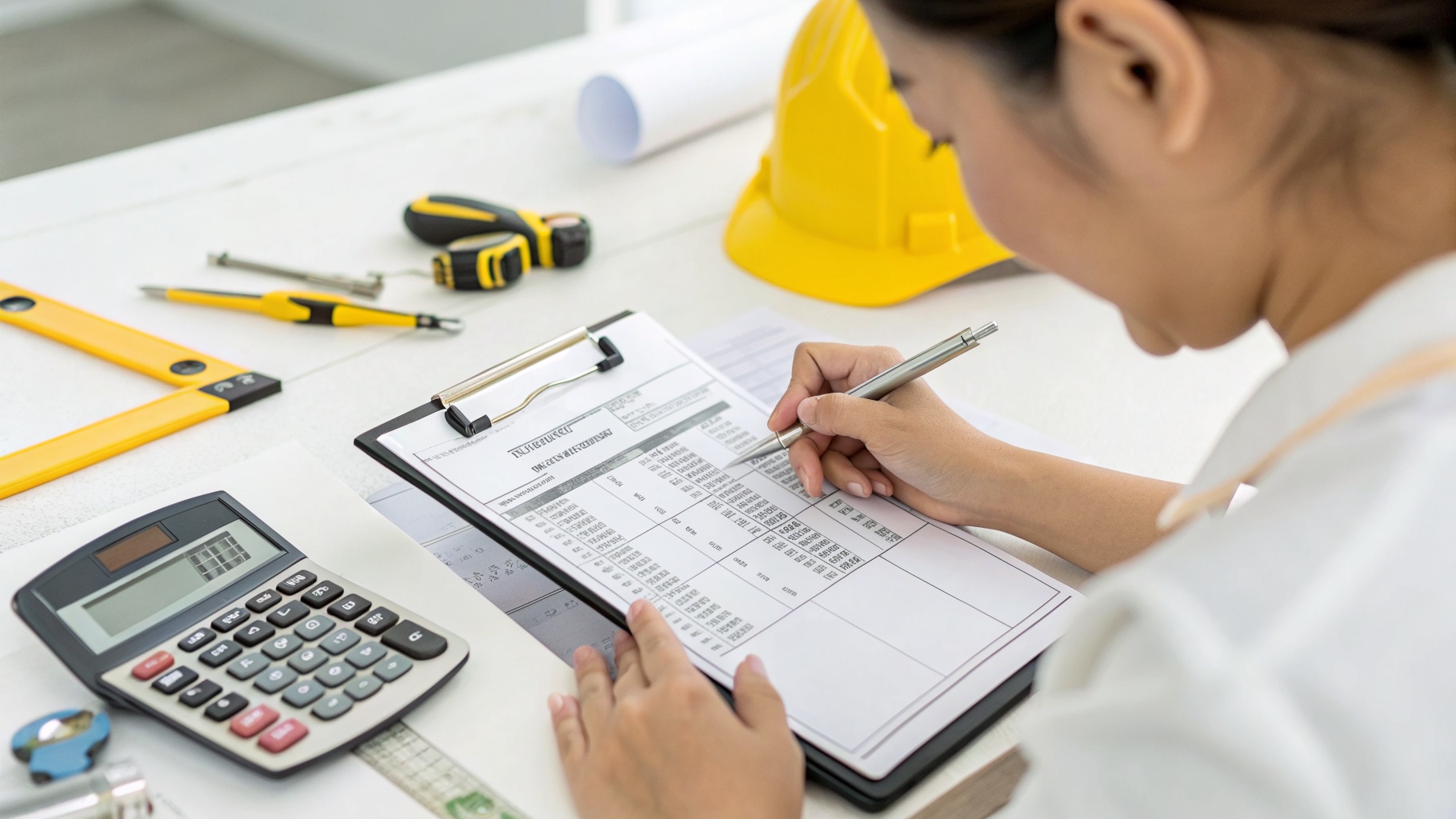 女性スタッフが見積書を作成している様子